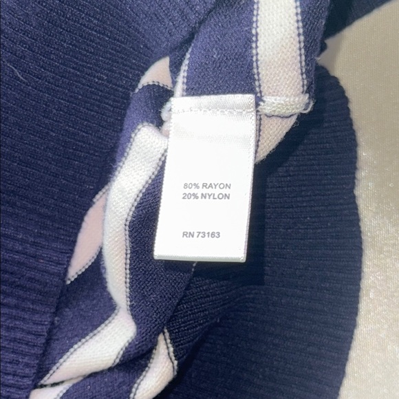 Cable & Gauge Navy White Nautical Stripe Sleeveless Turtleneck Sweater Knit Sz L - Picture 6 of 15
